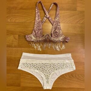 Pink Metallic Snakeskin & White Velvet Rhinestone Festival Set